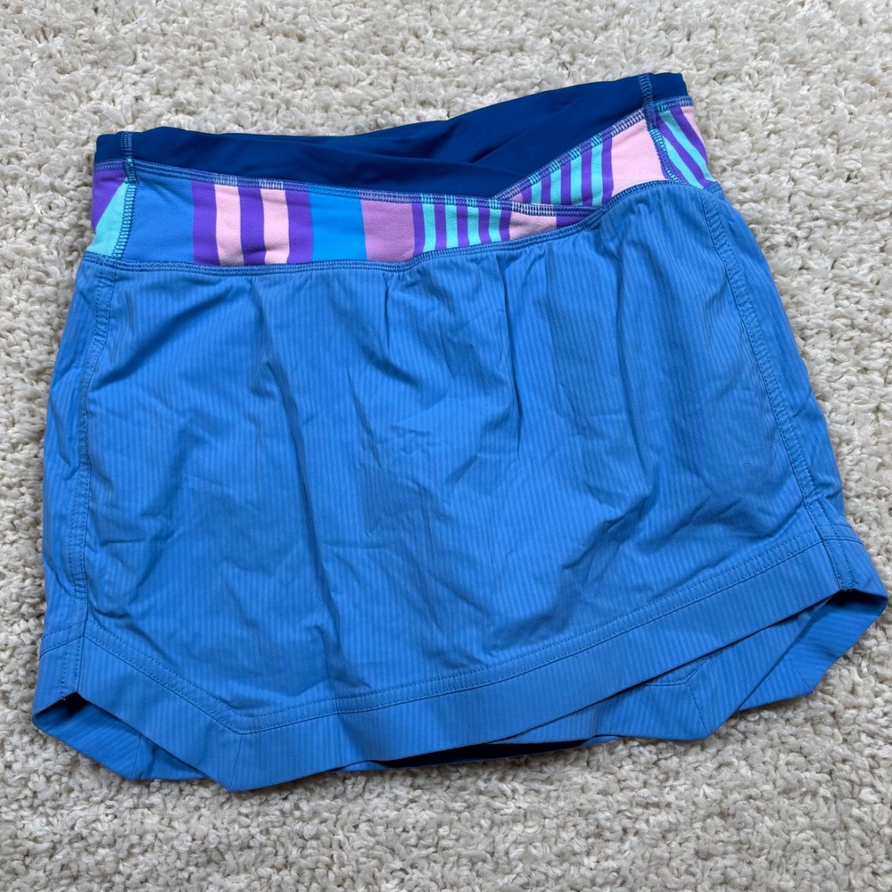 Ivivva Lululemon Girls Blue Striped Waistband Athletic Tennis Skort Size 12